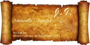 Jancsó Ipoly névjegykártya